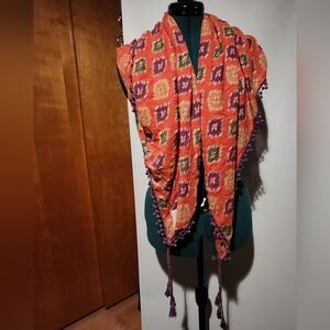 Ralph Lauren Denim & Supply Orange and Purple Southwestern Inspired Scarf